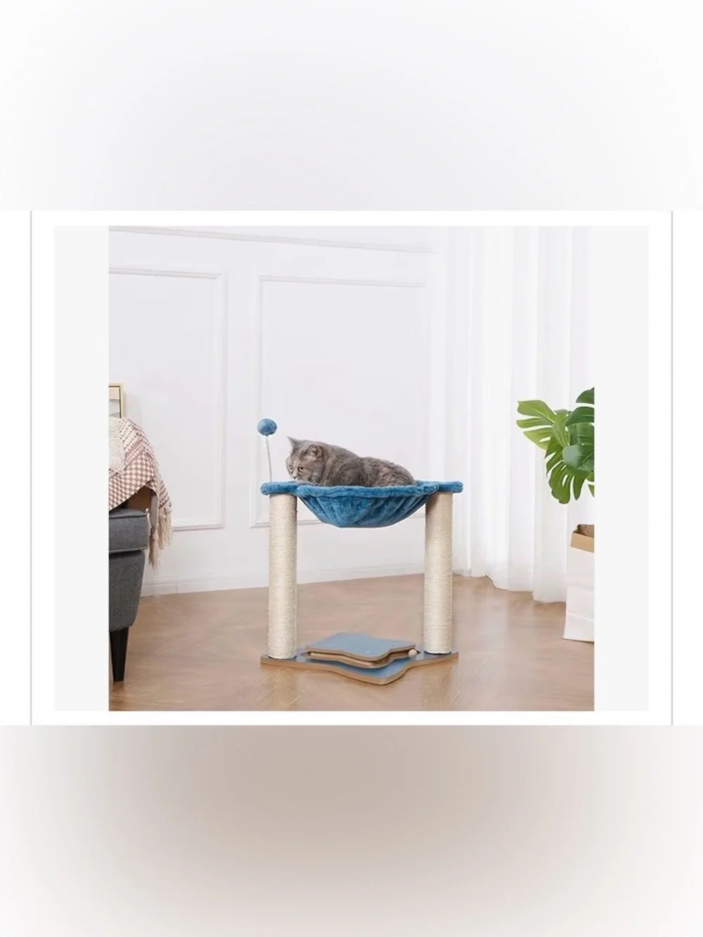 3 in 1 Cat Scratching Post with Plush Hammock, Sisal Scratch Poles